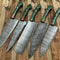 Professional Custom 5PCS Damascus Steel Chef Knives Handmade Kitchen Set 0