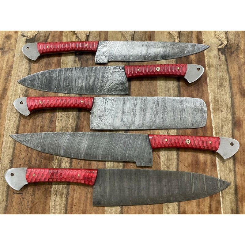 Luxury Handmade Damascus Steel 5PCS Chef Knife Set For Kitchen Cooking 1