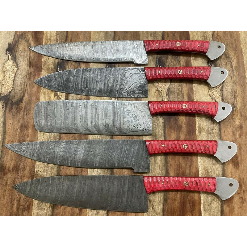 Luxury Handmade Damascus Steel 5PCS Chef Knife Set For Kitchen Cooking 2