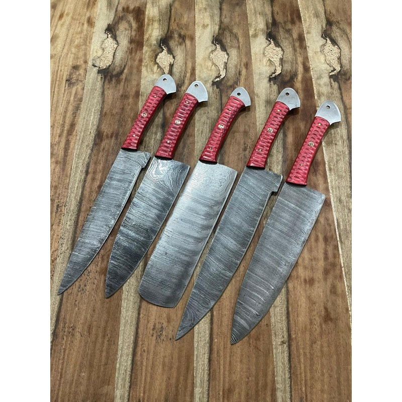 Luxury Handmade Damascus Steel 5PCS Chef Knife Set For Kitchen Cooking 0