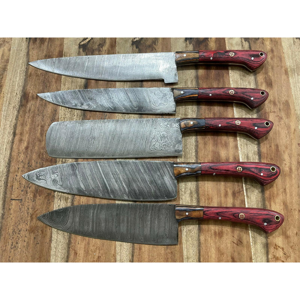Artisan 5PCS Handmade Damascus Steel Chef Knives  Kitchen Gift Collection 2