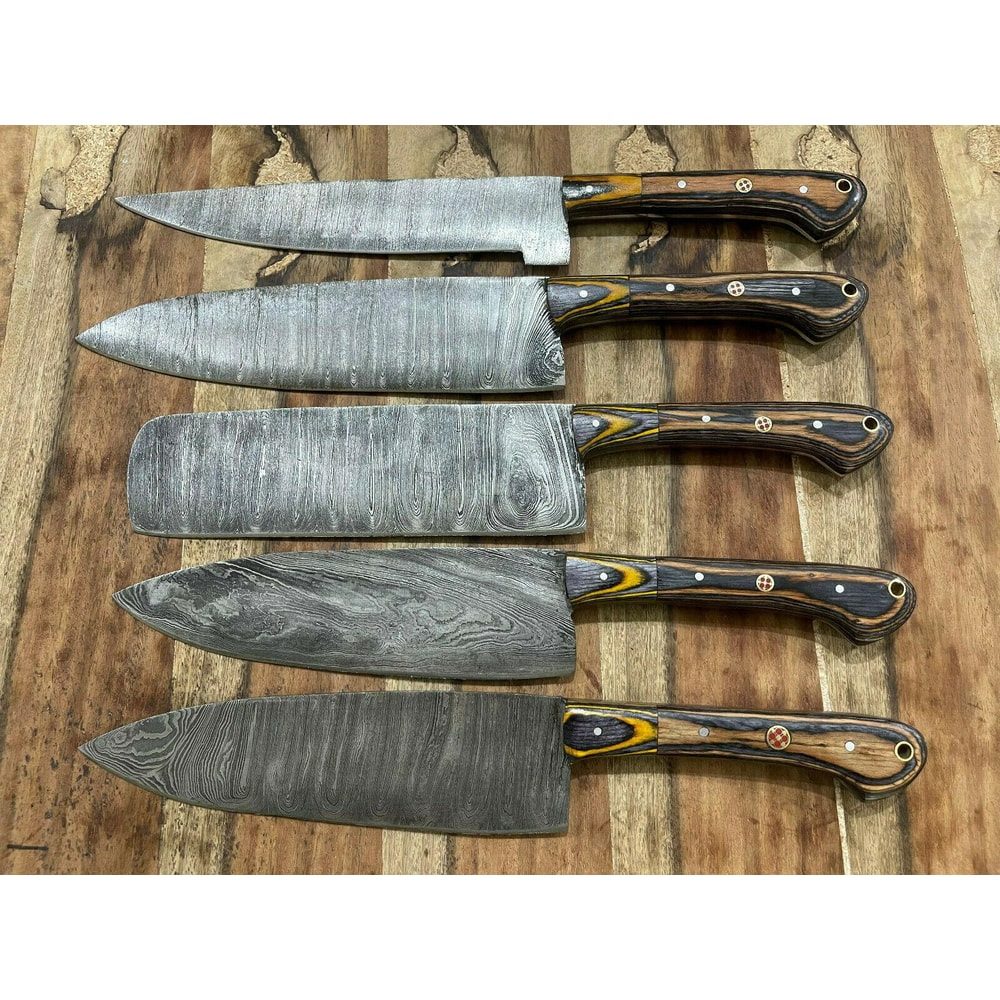 Hand Forged 5PCS Damascus Steel Chef Set Professional Kitchen Knife Set 1