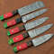 Handmade Damascus Steel Chef Knife Set Of 5  Custom Kitchen Knives With Wood Handle  Premium Gift F 1