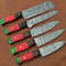 Handmade Damascus Steel Chef Knife Set Of 5 Custom Kitchen Knives With Wood Handle Premium Gift F 1