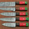 Handmade Damascus Steel Chef Knife Set Of 5 Custom Kitchen Knives With Wood Handle Premium Gift F 2