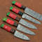 Handmade Damascus Steel Chef Knife Set Of 5  Custom Kitchen Knives With Wood Handle  Premium Gift F 0