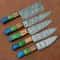 5 Pcs Forged Damascus Steel Kitchen Knife Set Handmade Chef Knives With Wood Handles 0