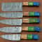 5 Pcs Forged Damascus Steel Kitchen Knife Set Handmade Chef Knives With Wood Handles 1