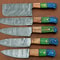 5 Pcs Forged Damascus Steel Kitchen Knife Set Handmade Chef Knives With Wood Handles 1
