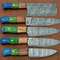 5 Pcs Forged Damascus Steel Kitchen Knife Set Handmade Chef Knives With Wood Handles 2