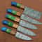 5 Pcs Forged Damascus Steel Kitchen Knife Set Handmade Chef Knives With Wood Handles 3