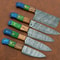 5 Pcs Forged Damascus Steel Kitchen Knife Set Handmade Chef Knives With Wood Handles 3