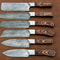 Artisan Damascus Chef Knife Set 6 Custom Handmade Knives With Elegant Wood Handles 2
