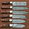 Artisan Damascus Chef Knife Set 6 Custom Handmade Knives With Elegant Wood Handles 3