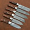 Artisan Damascus Chef Knife Set 6 Custom Handmade Knives With Elegant Wood Handles 0
