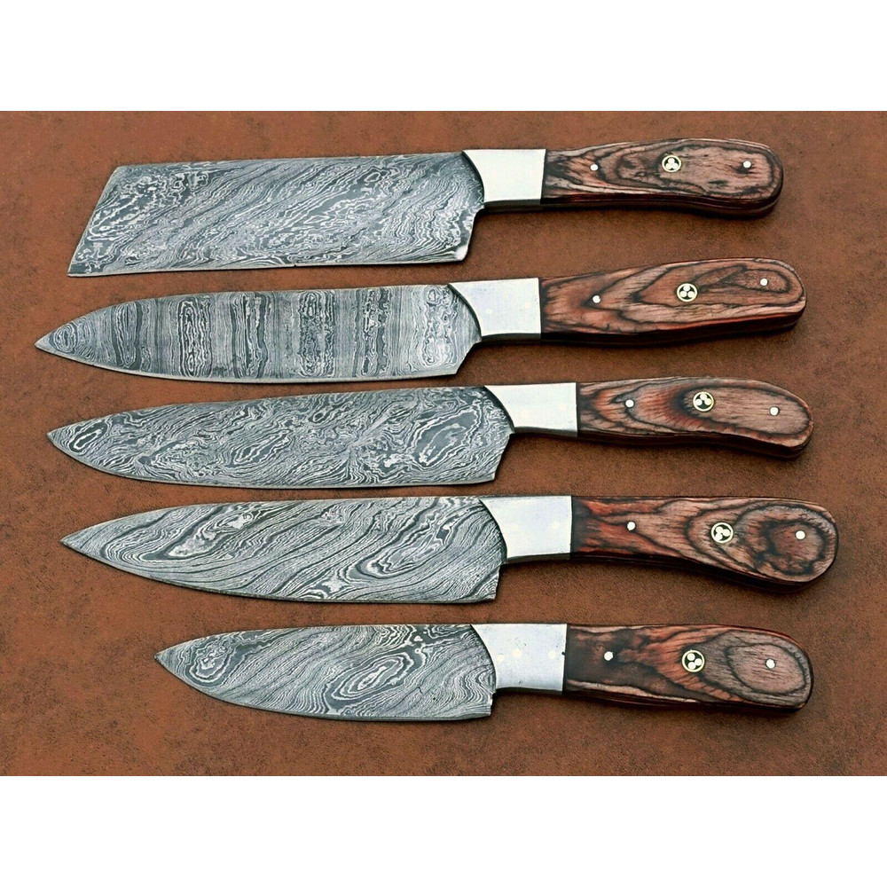 Handmade 5 Pcs Damascus Steel Chef Knife Set Professional Kitchen Cutlery Gift Box 2
