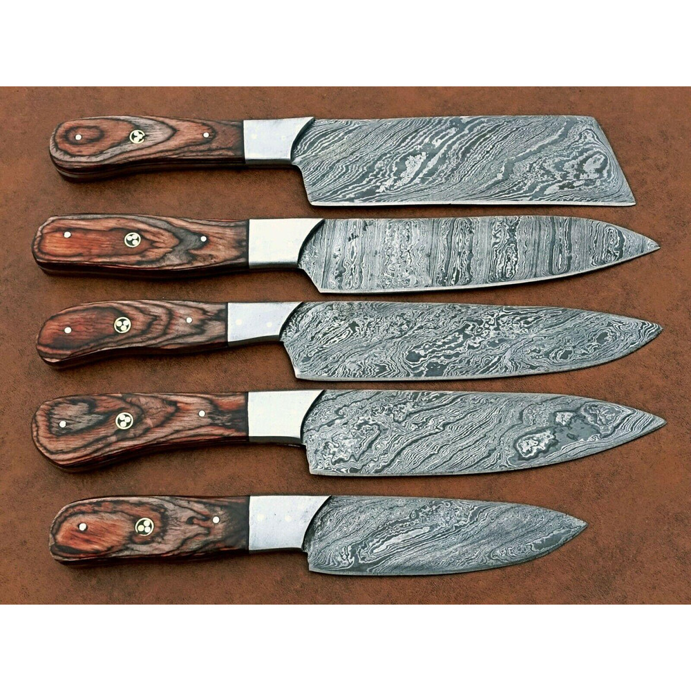 Handmade 5 Pcs Damascus Steel Chef Knife Set Professional Kitchen Cutlery Gift Box 3