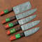 Forged Damascus Steel Kitchen Knives Set Custom Handmade Chef Knife Collection 5 Pcs 2