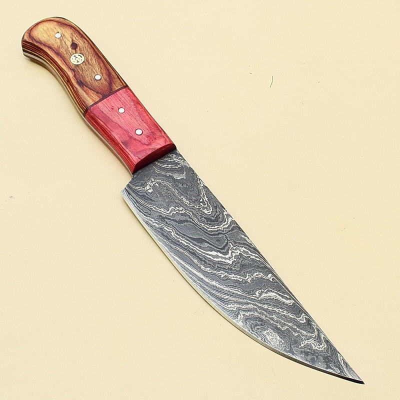 Custom Handmade Damascus Steel Kitchen Chef Knife Pakka Wood Handle Premium Culinary Blade 1