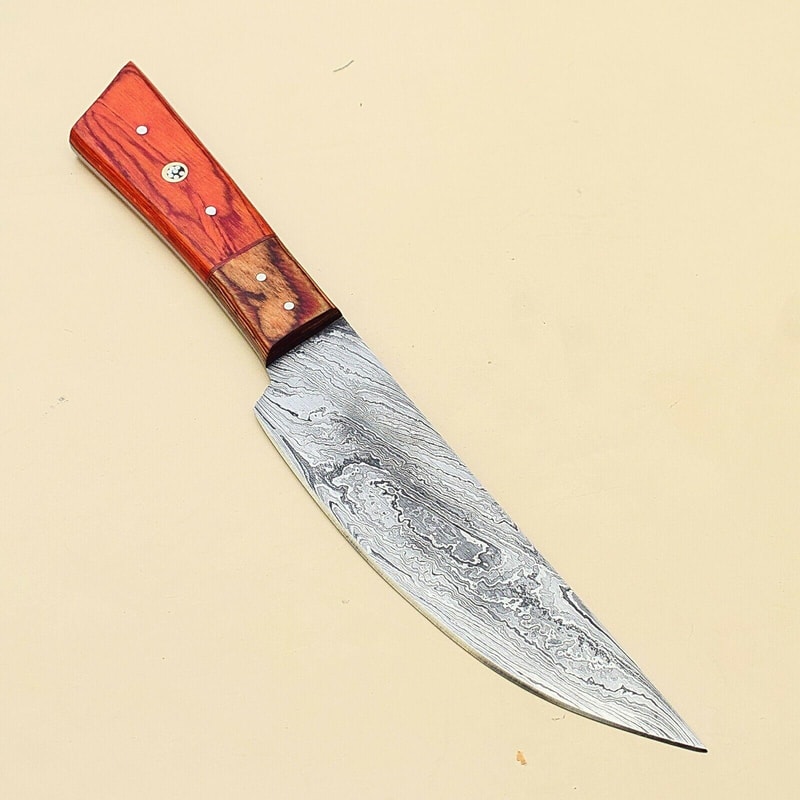 Handcrafted Damascus Kitchen Chef Knife Full Tang Blade With Pakka Wood Handle 1