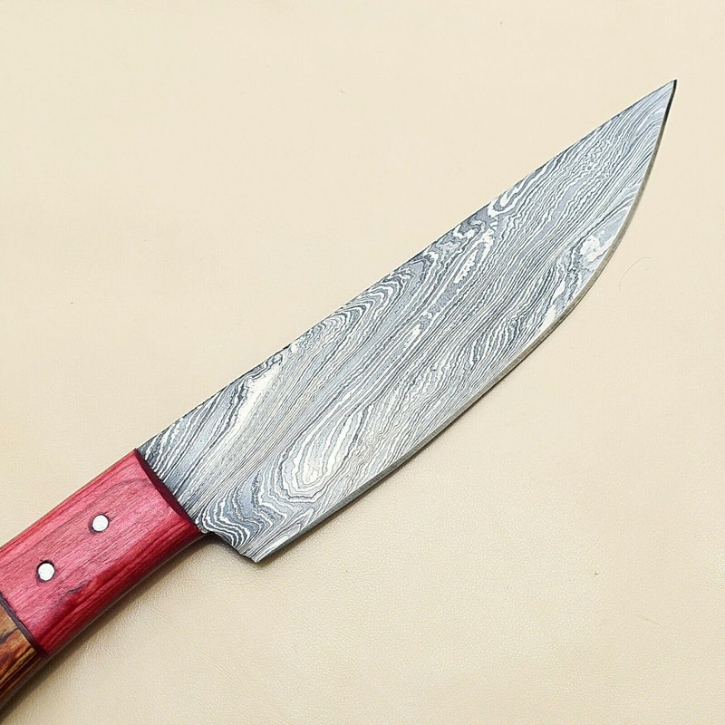 Unique Handmade Damascus Steel Knife Kitchen Chef Knife With Pakka Wood Handle 2