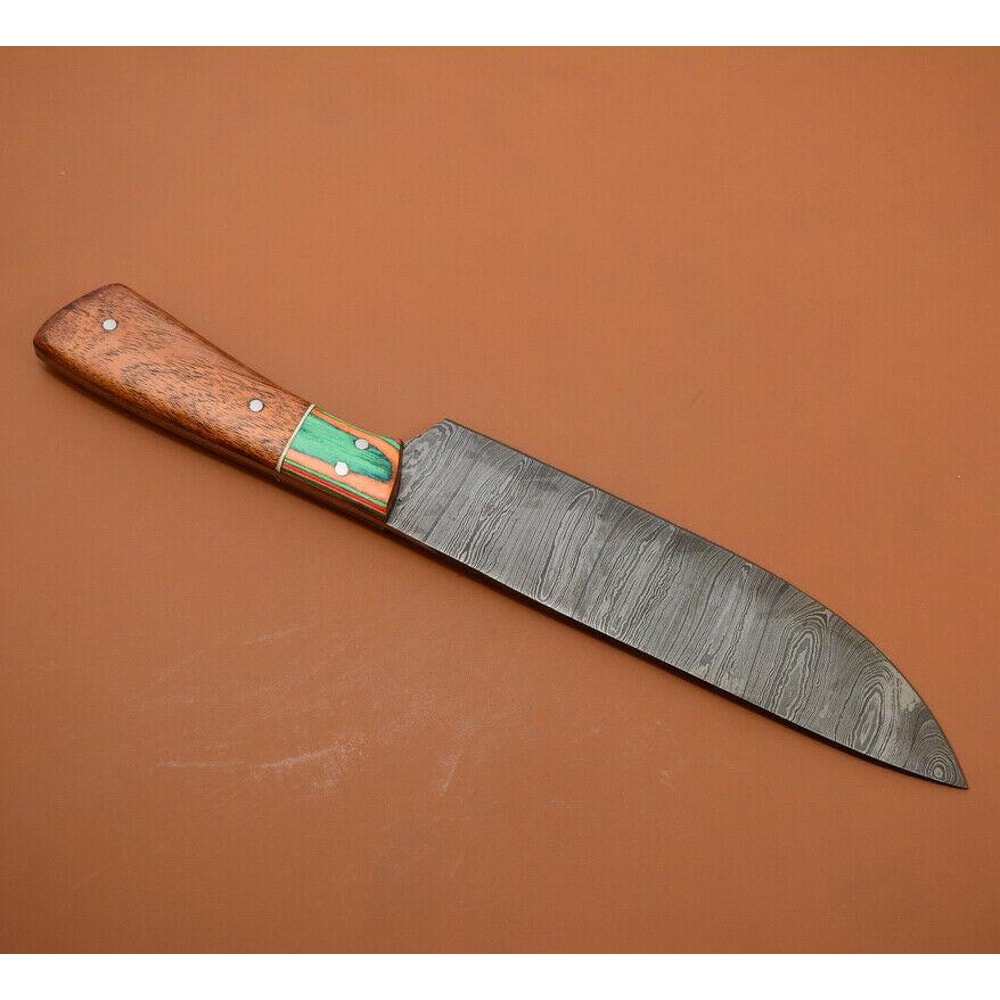 Handmade Full Tang Damascus Kitchen Chef Knife Rosewood Handle Custom Forged High Carbon Steel Bl 1