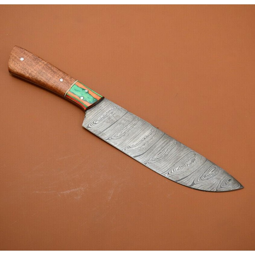 Handmade Full Tang Damascus Kitchen Chef Knife Rosewood Handle Custom Forged High Carbon Steel Bl 0