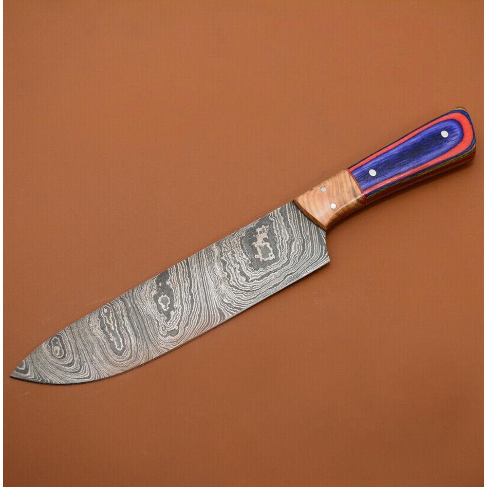 Chef Choice Handmade Damascus Knife Durable High Carbon Blade With Wood Handle 0