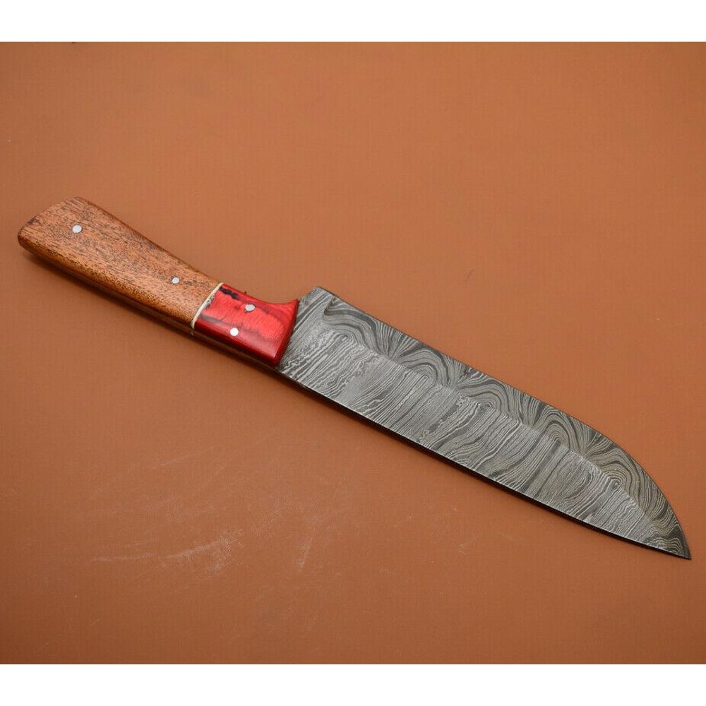 Handmade Full Tang Damascus Kitchen Chef Knife Rosewood Handle Custom Forged High Carbon Steel 1