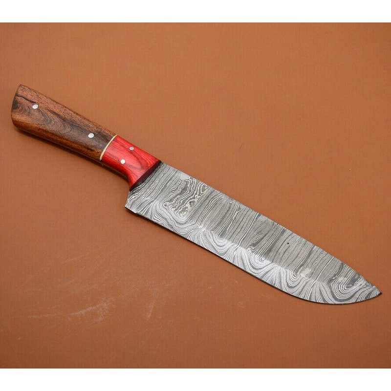 Handmade Full Tang Damascus Kitchen Chef Knife Rosewood Handle Custom Forged High Carbon Steel 3