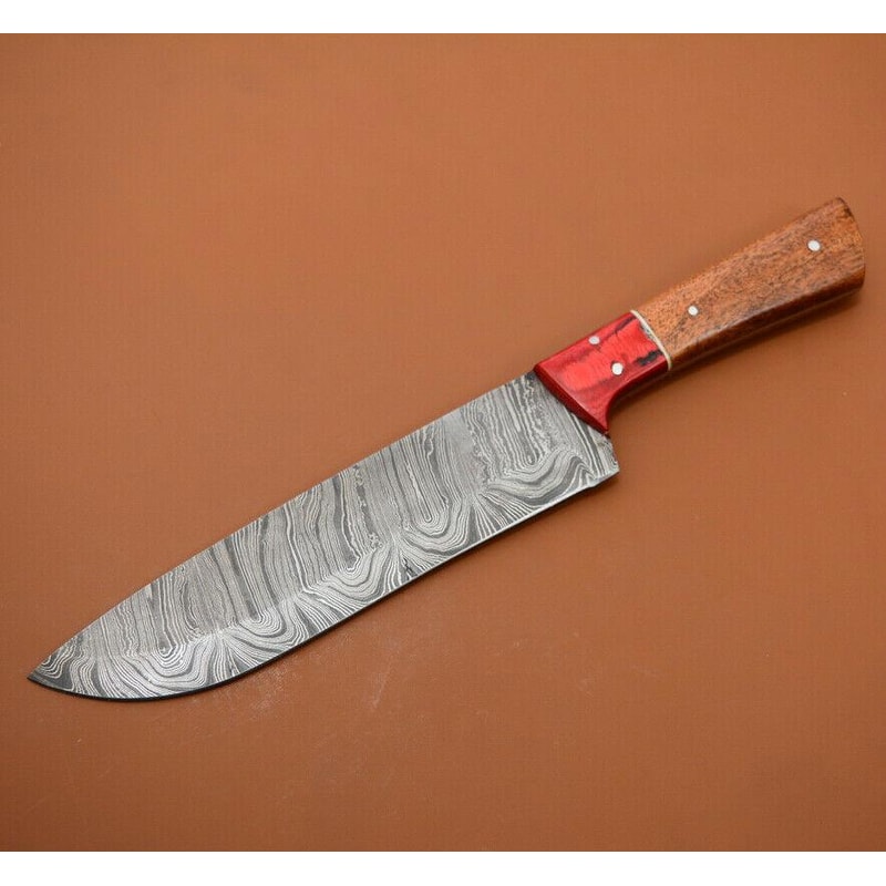 Handmade Full Tang Damascus Kitchen Chef Knife Rosewood Handle Custom Forged High Carbon Steel 0