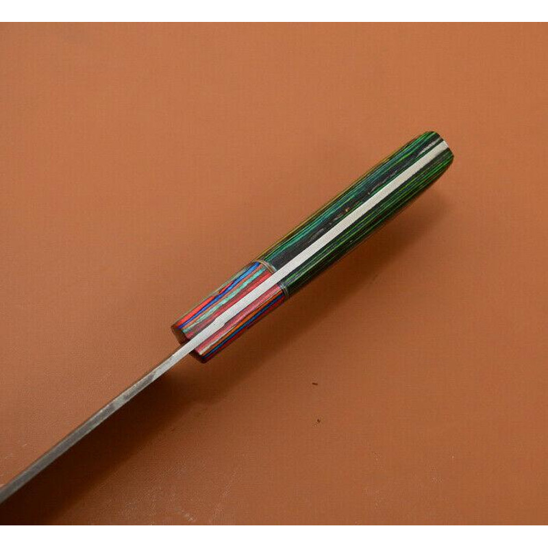 Handmade Full Tang Damascus Kitchen Chef Knife With Poplar Wood Handle Custom Forged High Carbon 3