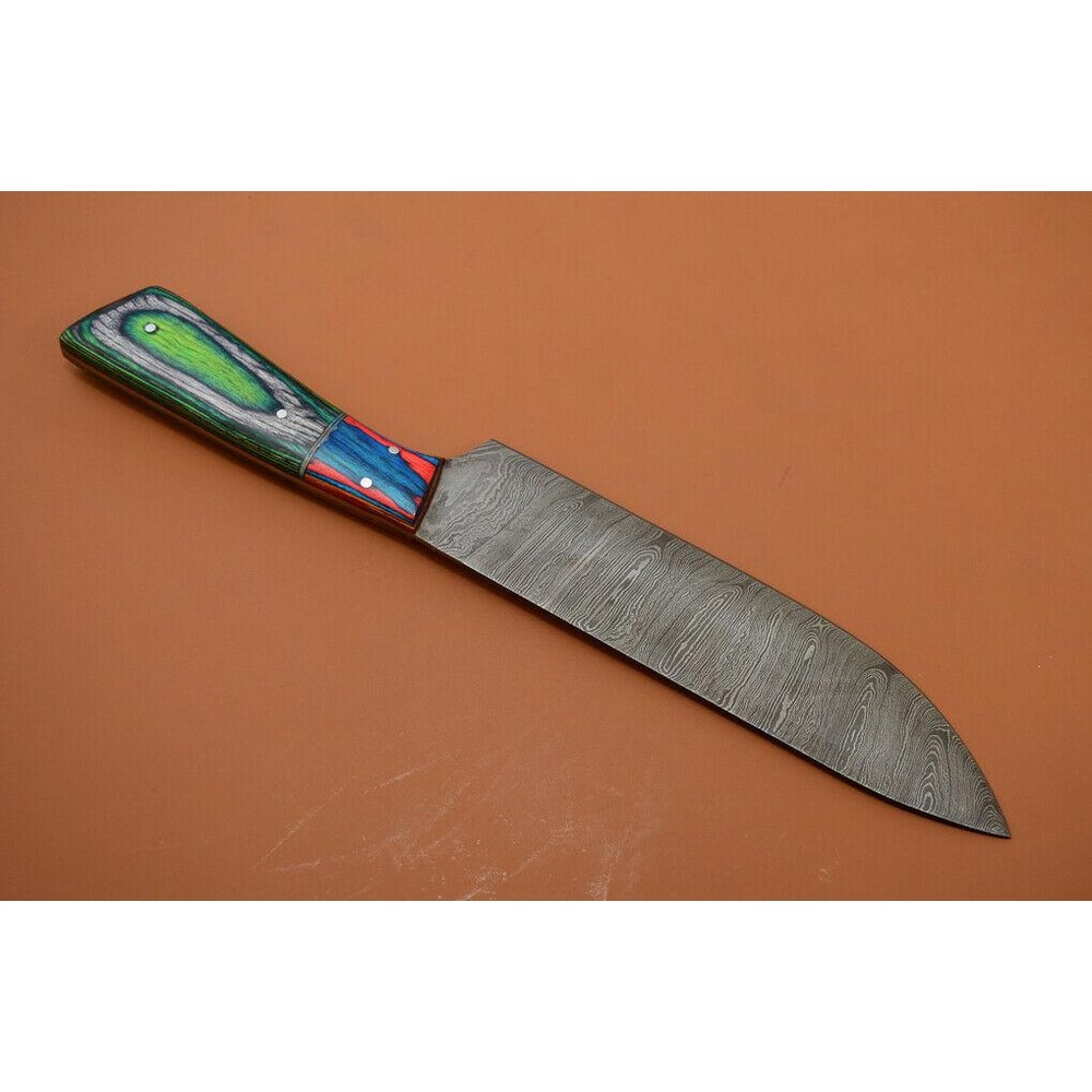 Custom Handmade Damascus Chef Knife With Popular Wood Handle Full Tang Kitchen Knife 1