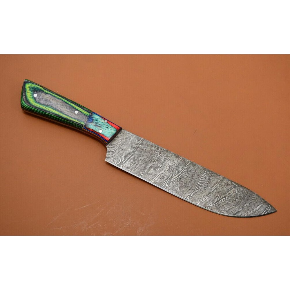 Custom Handmade Damascus Chef Knife With Popular Wood Handle Full Tang Kitchen Knife 2
