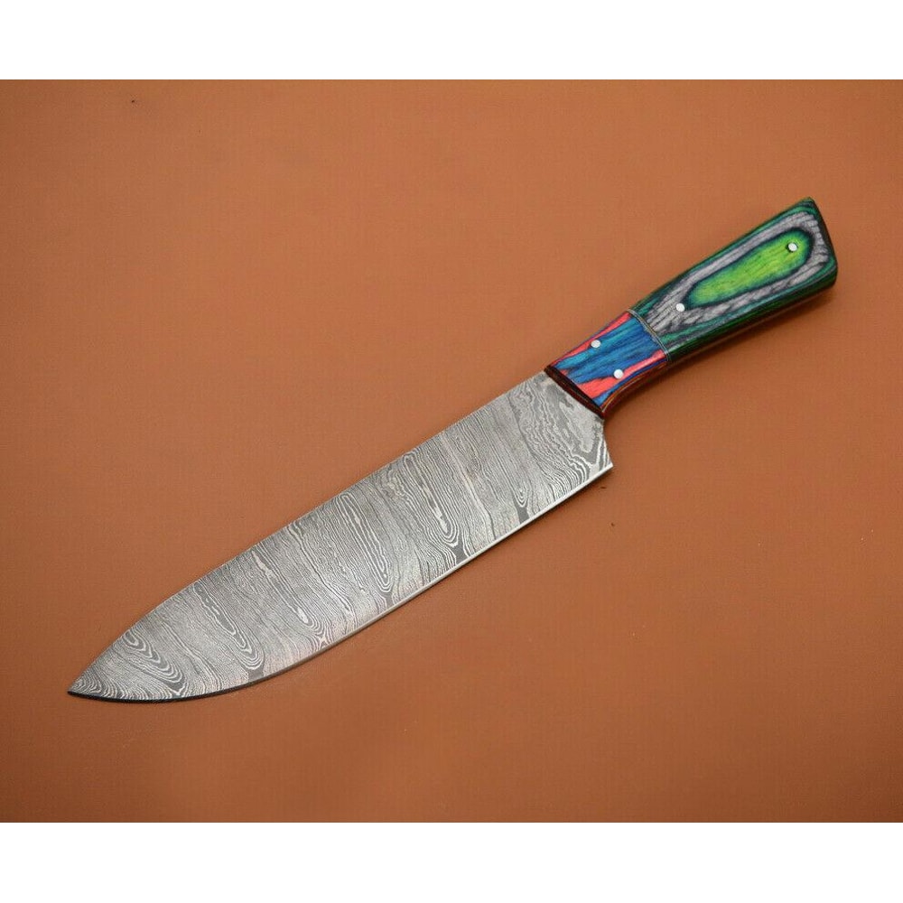 Custom Handmade Damascus Chef Knife With Popular Wood Handle Full Tang Kitchen Knife 0