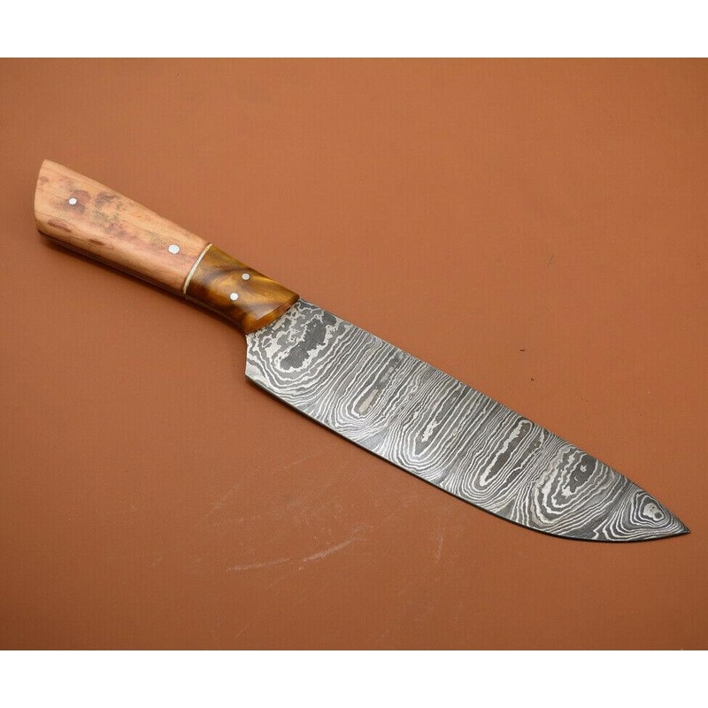 Steel Symphony Handmade Damascus Chef Knife With Wooden Handle 0
