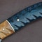 Handmade Damascus Steel Chef Knife With Groov Dollar Wood Handle Full Tang Kitchen Masterpiece 3
