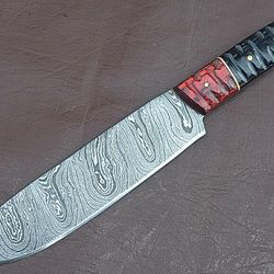 luxury damascus steel kitchen knife | groov dollar wood handle | professional chef tool
