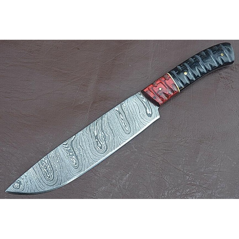 Luxury Damascus Steel Kitchen Knife Groov Dollar Wood Handle Professional Chef Tool 0