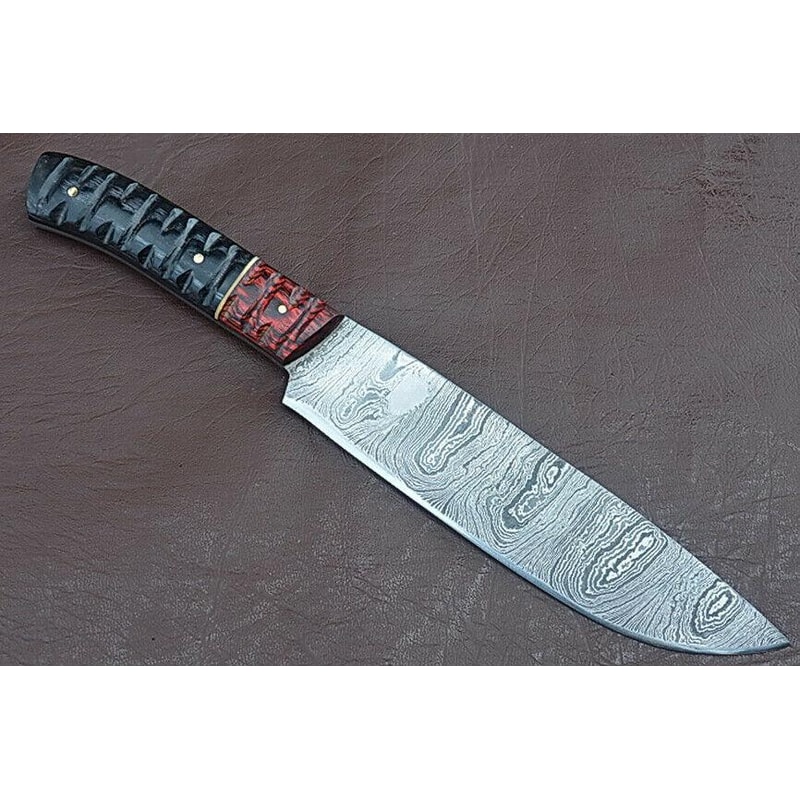 Luxury Damascus Steel Kitchen Knife Groov Dollar Wood Handle Professional Chef Tool 3