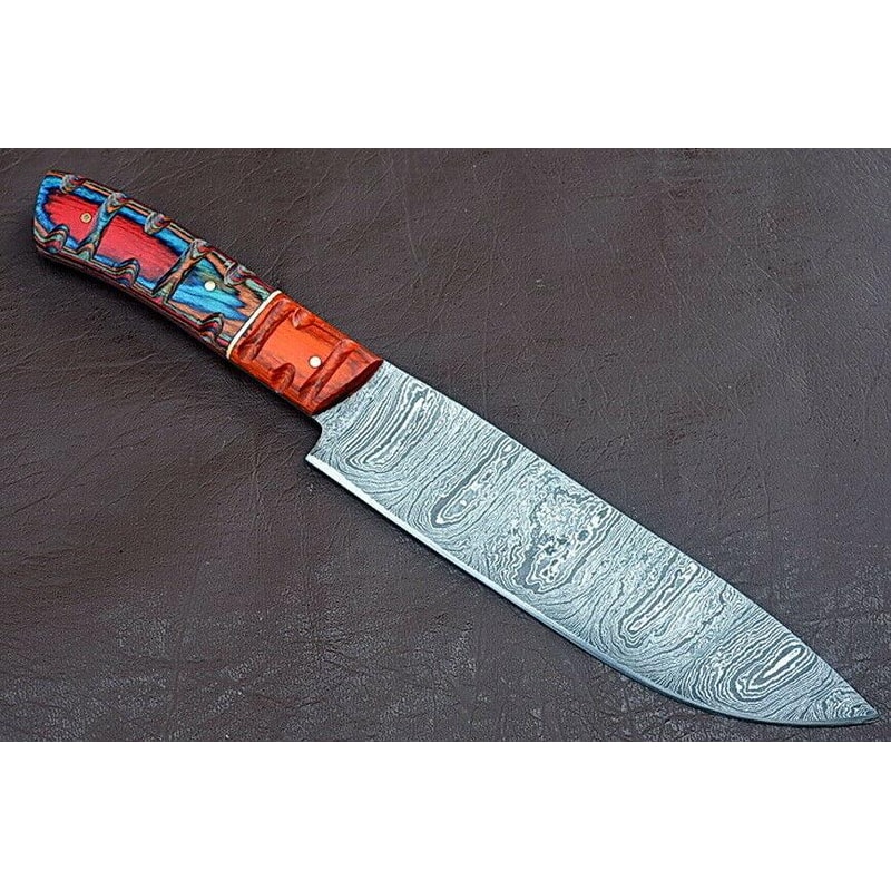 The ForgeCraft Collection Handmade Full Tang Damascus Chef Knife With Exotic Wood Handle 2