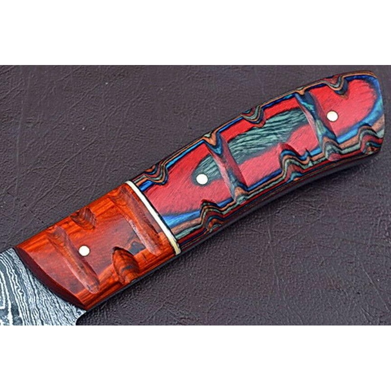 The ForgeCraft Collection Handmade Full Tang Damascus Chef Knife With Exotic Wood Handle 3