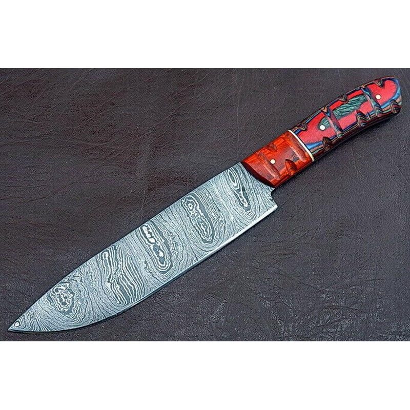 The ForgeCraft Collection Handmade Full Tang Damascus Chef Knife With Exotic Wood Handle 0