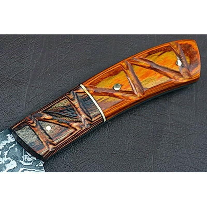 MasterChef Choice Handmade Damascus Knife With Exotic Groov Dollar Wood Handle 3