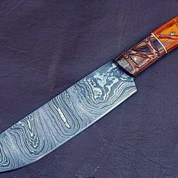masterchef choice – handmade damascus knife with exotic groov dollar wood handle
