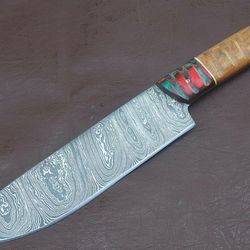 elite culinary blade – full tang damascus chef knife | groov dollar wood handle design