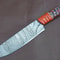 Premium Handmade Damascus Chef Knife With Groov Dollar Wood Handle Full Tang Forged Kitchen Blade 0