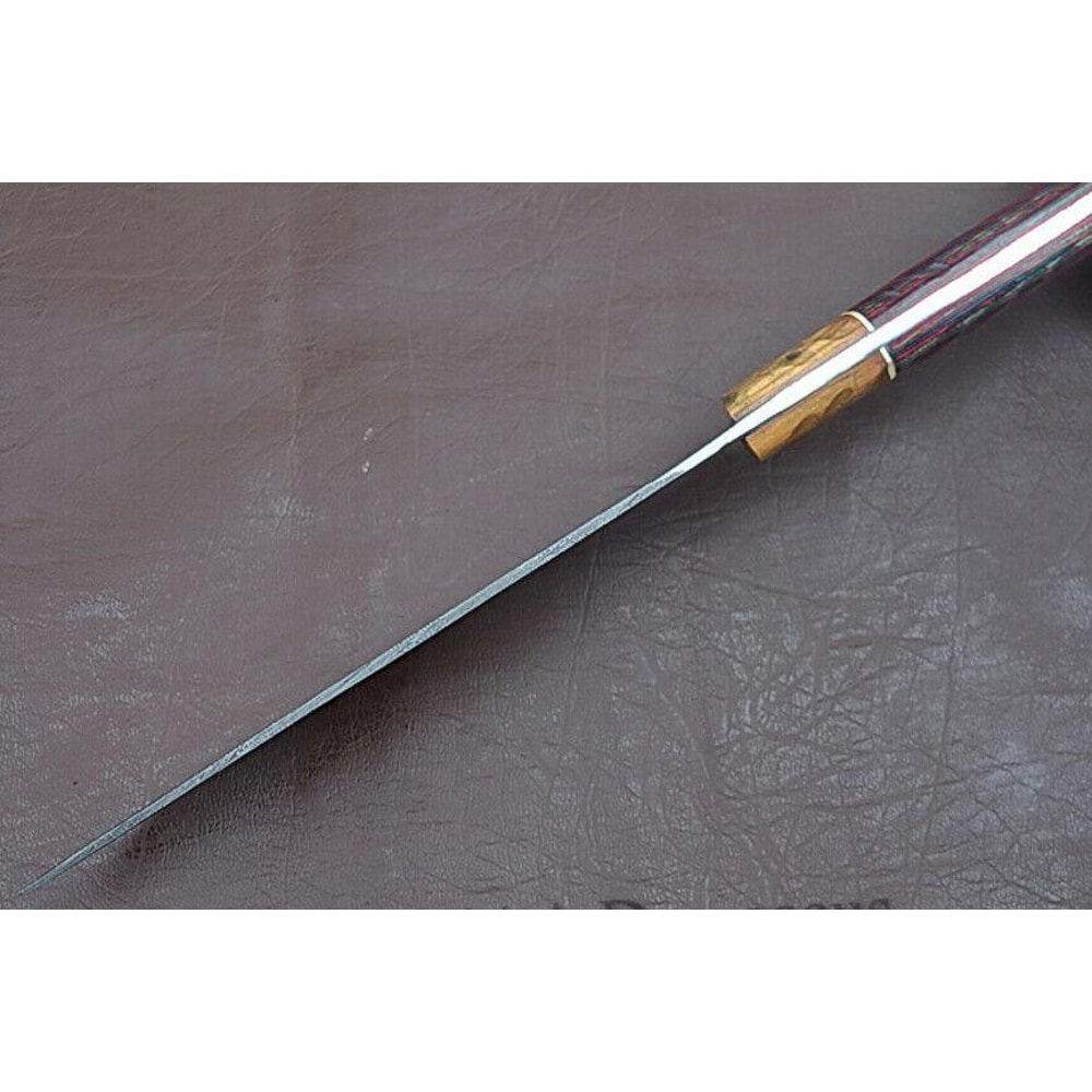 Luxury Handmade Damascus Chef Knife Groov Dollar Wood Handle Professional Kitchen Tool 2