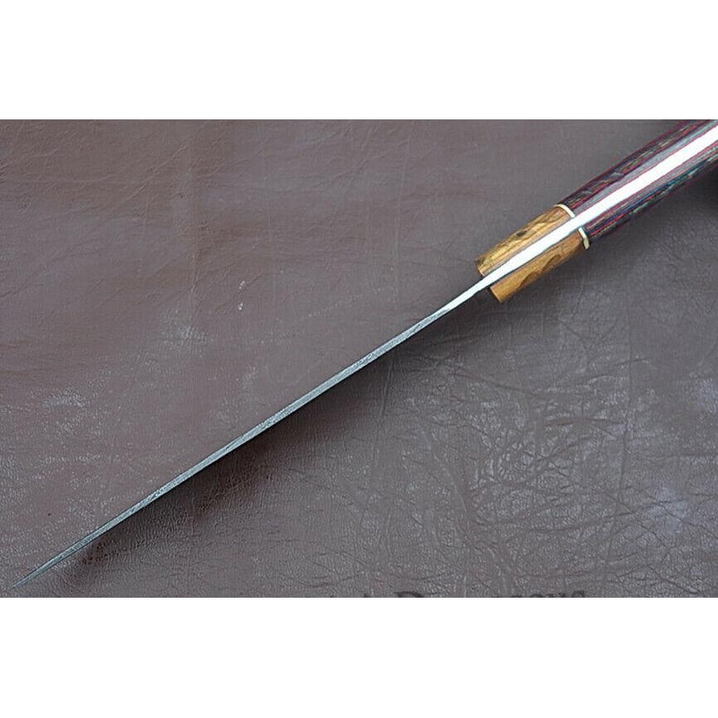 Luxury Handmade Damascus Chef Knife Groov Dollar Wood Handle Professional Kitchen Tool 2