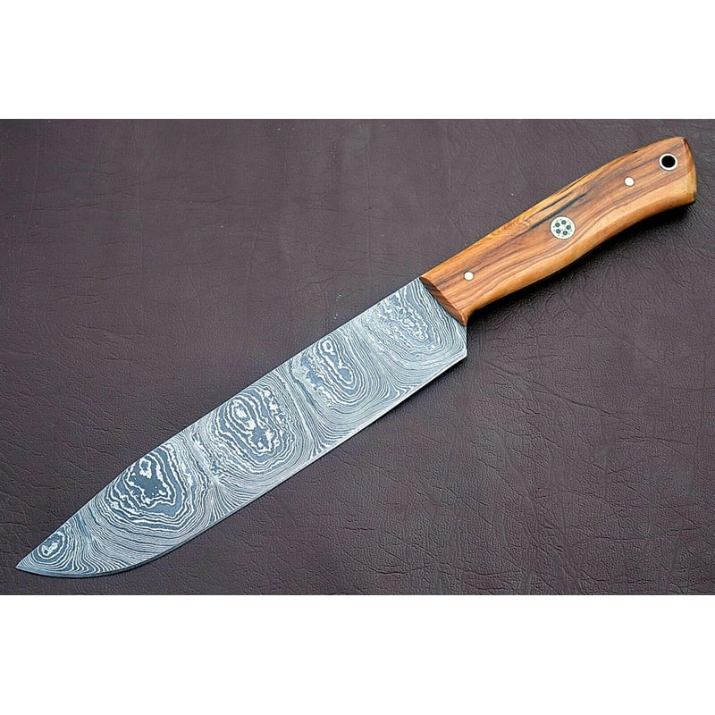 Handmade Full Tang Damascus Kitchen Chef Knife With Ash Wood Handle Custom Forged Steel Cooking Kn 0